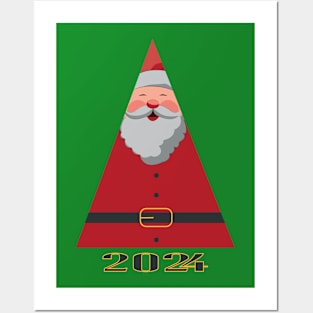 Santa in the shape of a Christmas tree 2024 Posters and Art